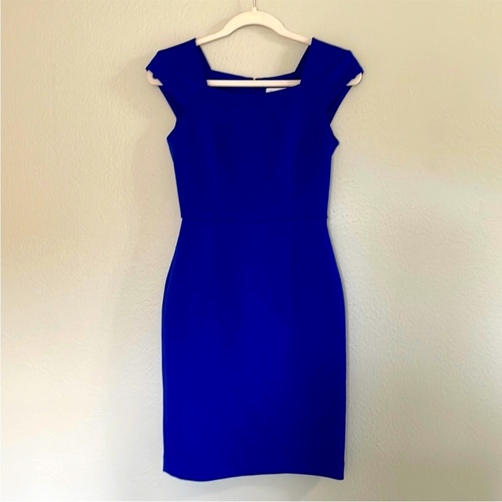 Calvin Klein- Blue Fitted Short Sleeve Cocktail Dress- Size 14